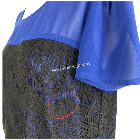 INC International Concepts Blue Black Lace Top - Picture 6 of 8